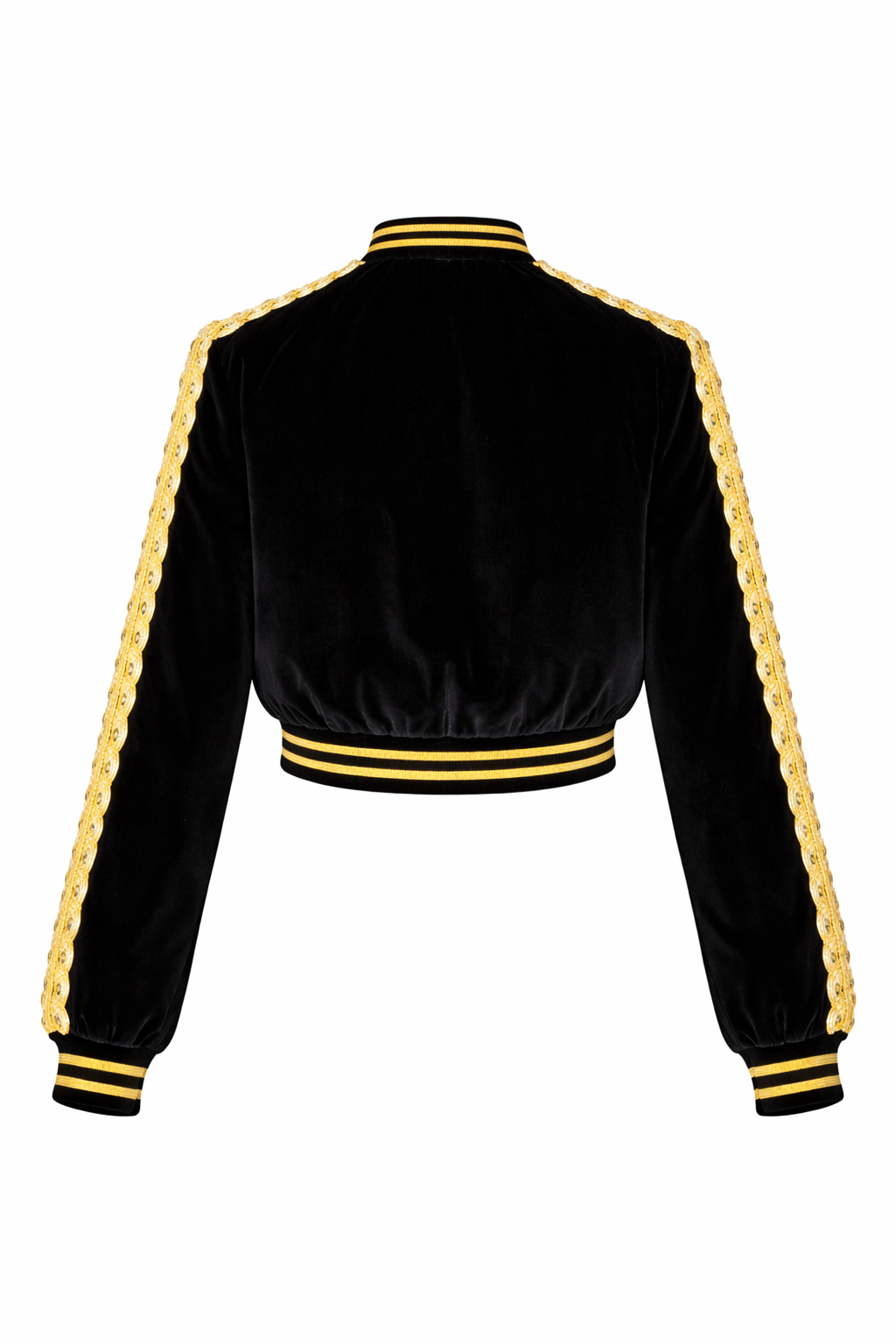 Chaqueta terciopelo con aplicaciones doradas y perlas